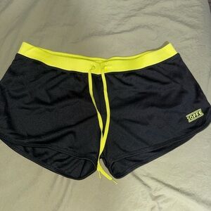 Soffe Black Athletic Shorts with Neon Yellow Waistband